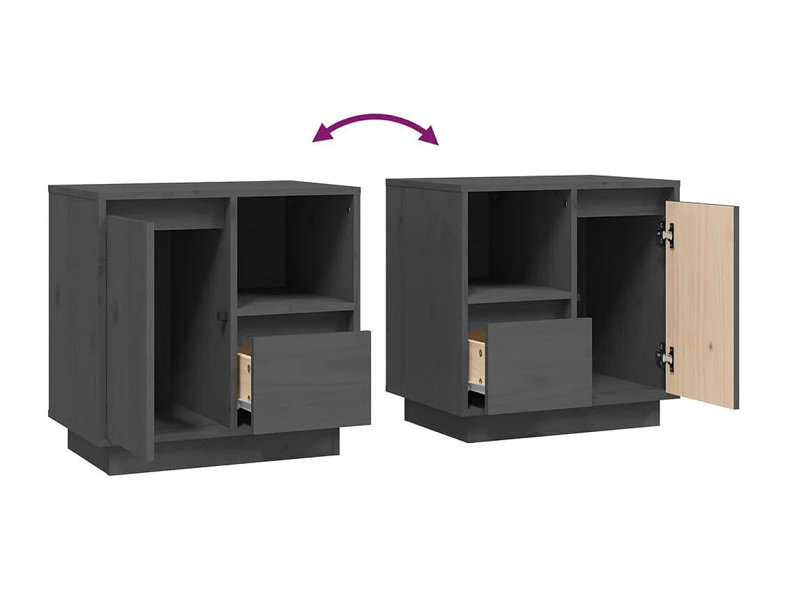 Hollidaysburg  Nachttisch Grau 50x34x50 cm Massivholz Kiefer