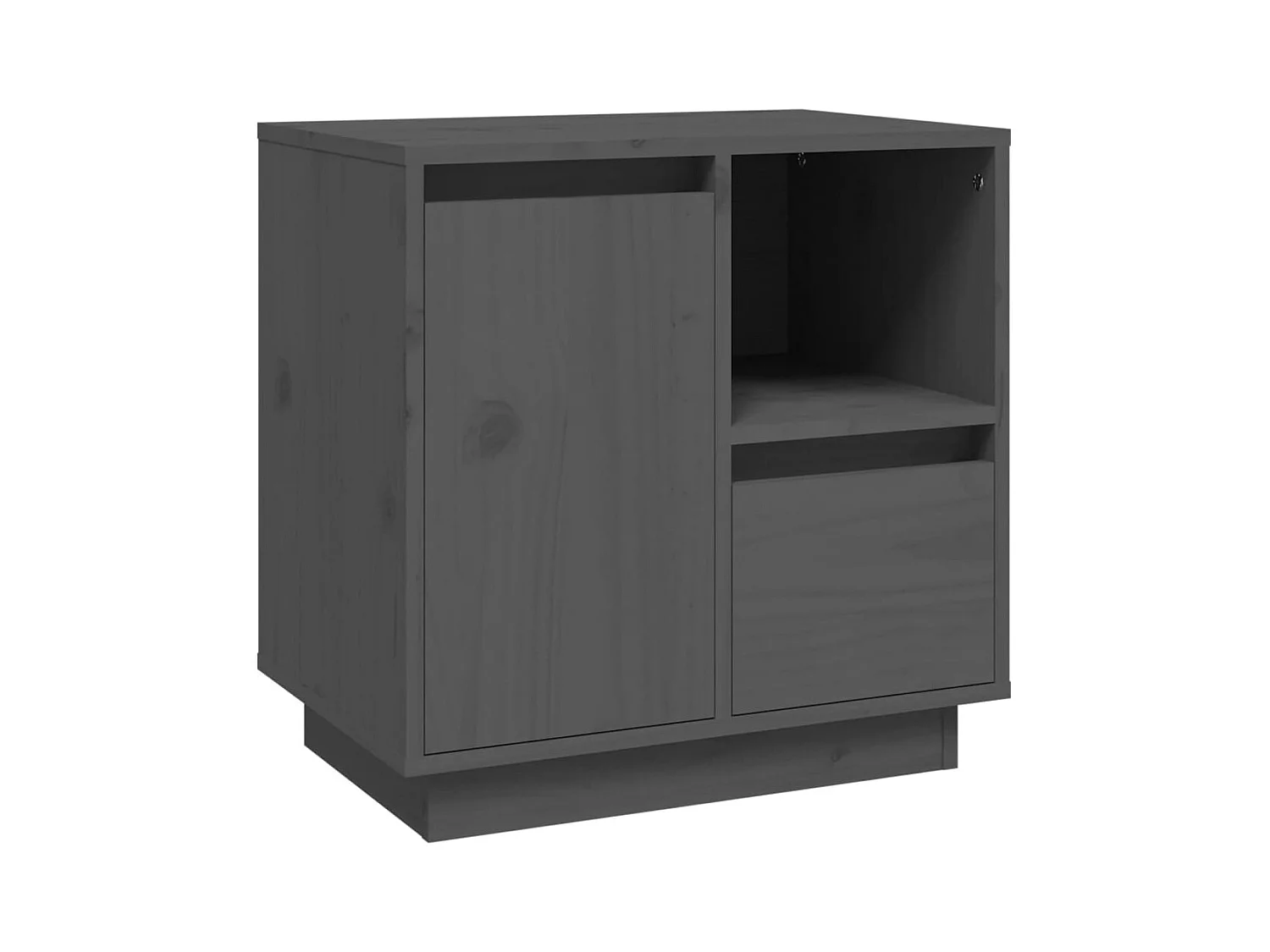 Hollidaysburg  Comodino Grigio 50x34x50 cm in Legno Massello di Pino