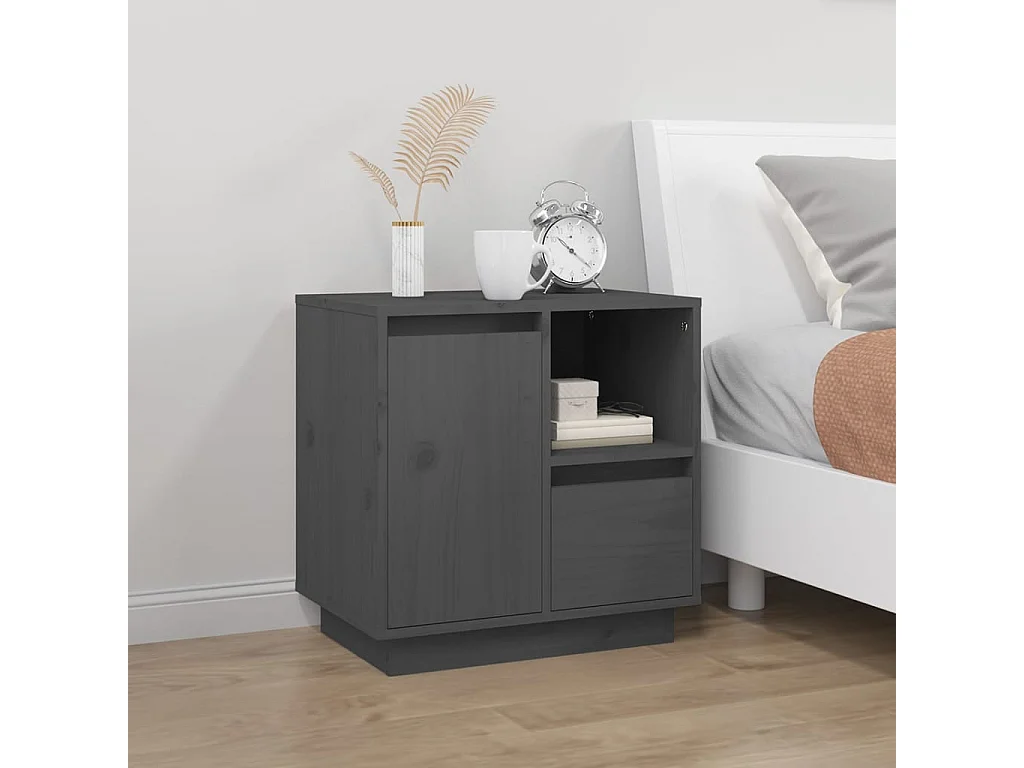 Hollidaysburg  Table de chevet Gris 50x34x50 cm Bois de pin massif
