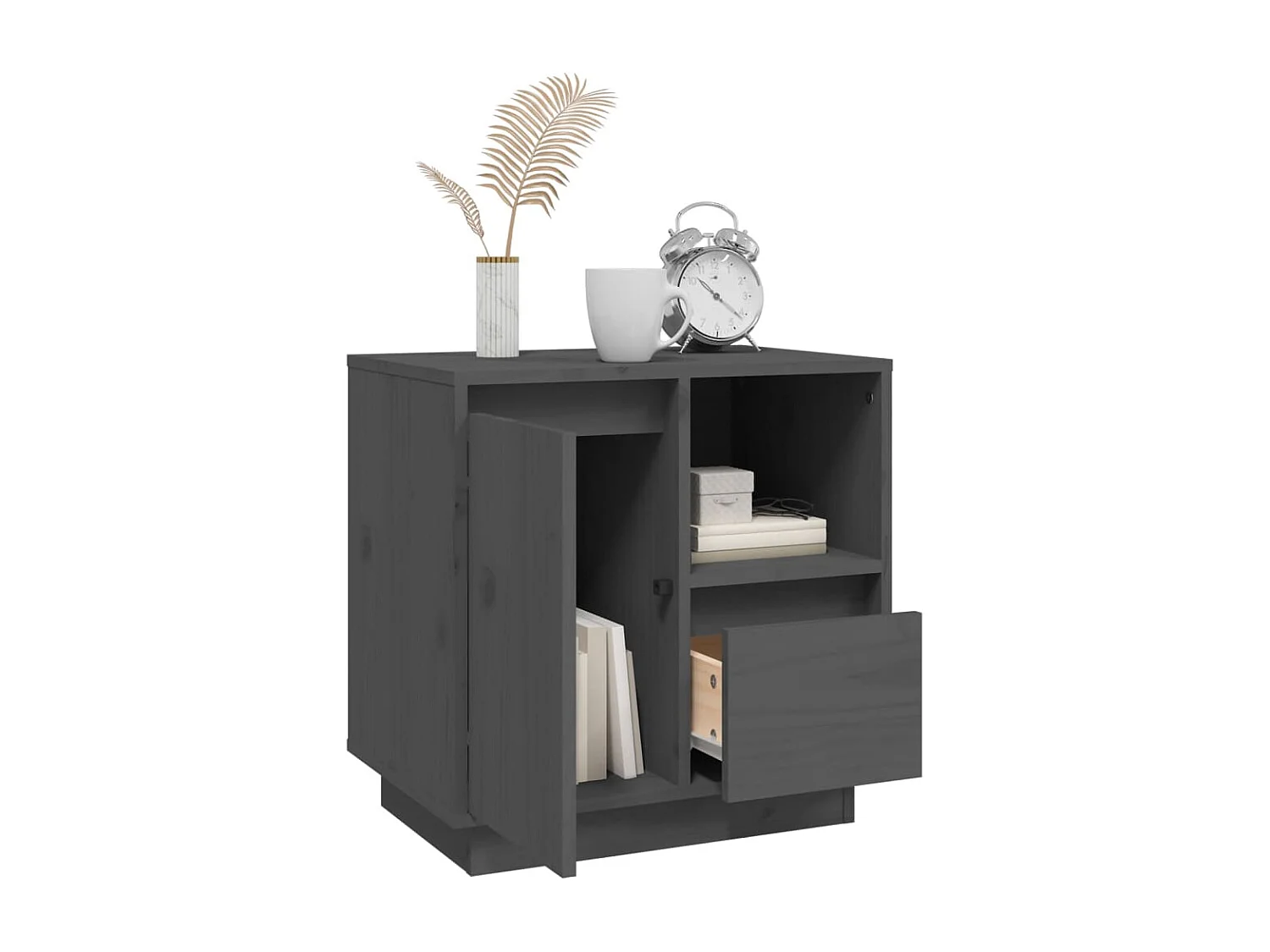 Hollidaysburg  Table de chevet Gris 50x34x50 cm Bois de pin massif