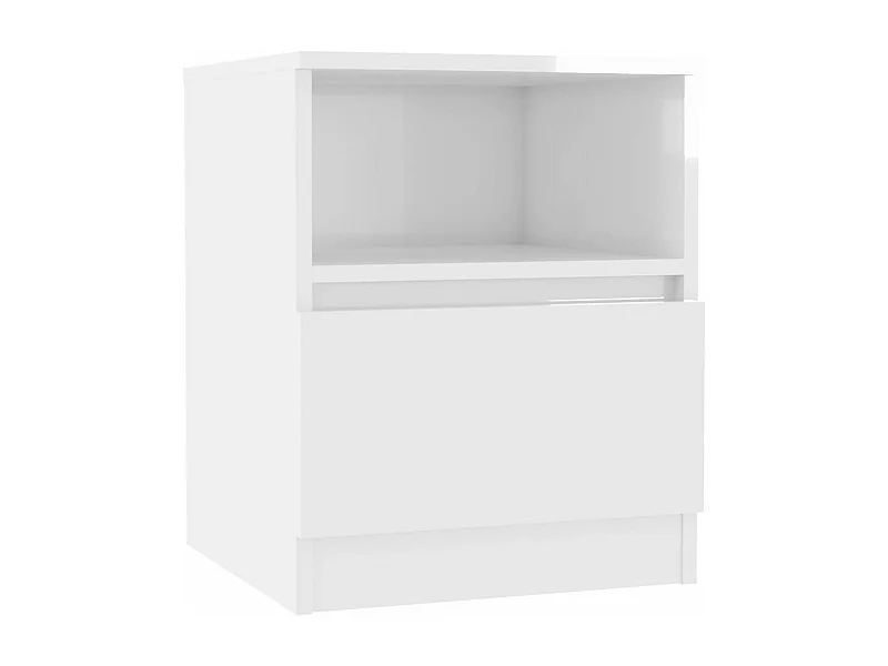 Wouter  Comodino Bianco Lucido 40x40x50 cm in Legno Multistrato