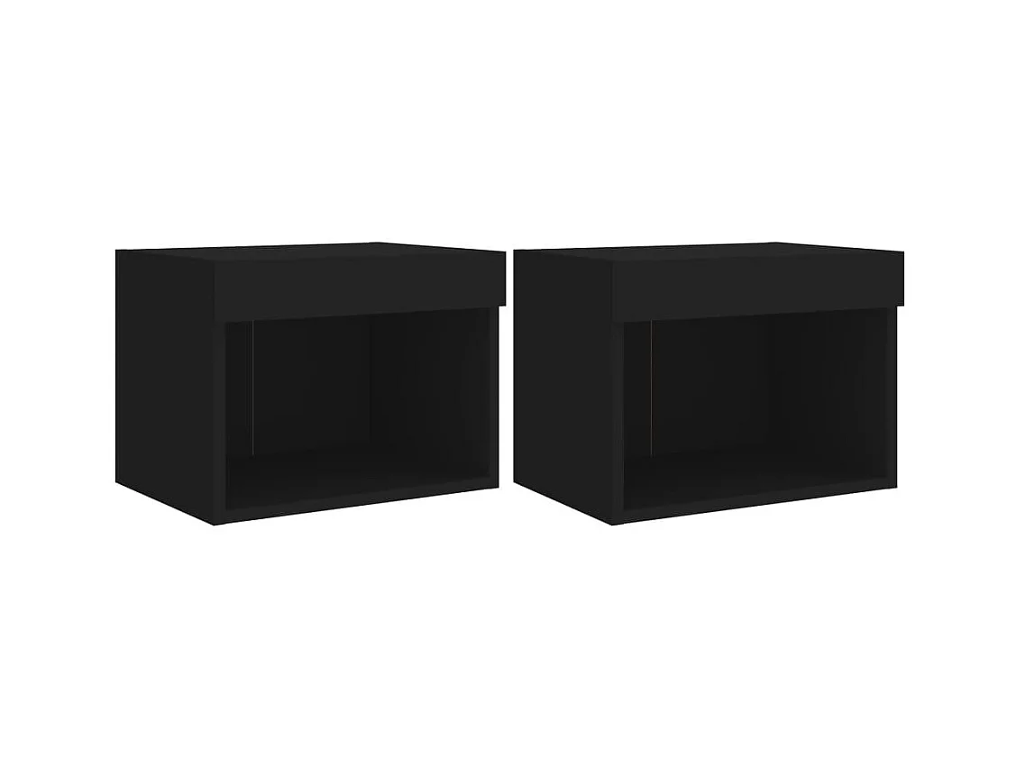 Prolenta Premium -  Tables de chevet murales avec lumières LED 2 pcs noir