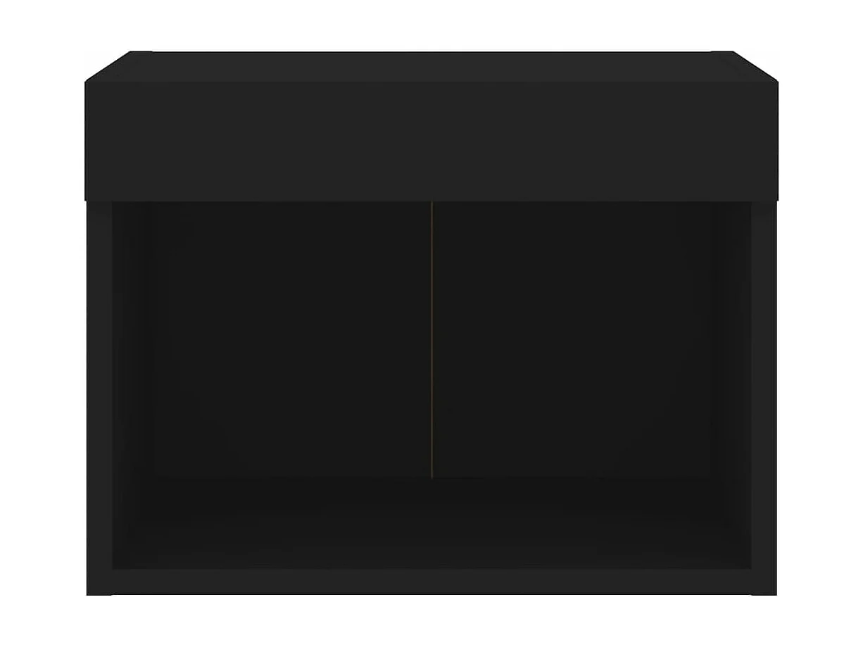 Prolenta Premium -  Tables de chevet murales avec lumières LED 2 pcs noir