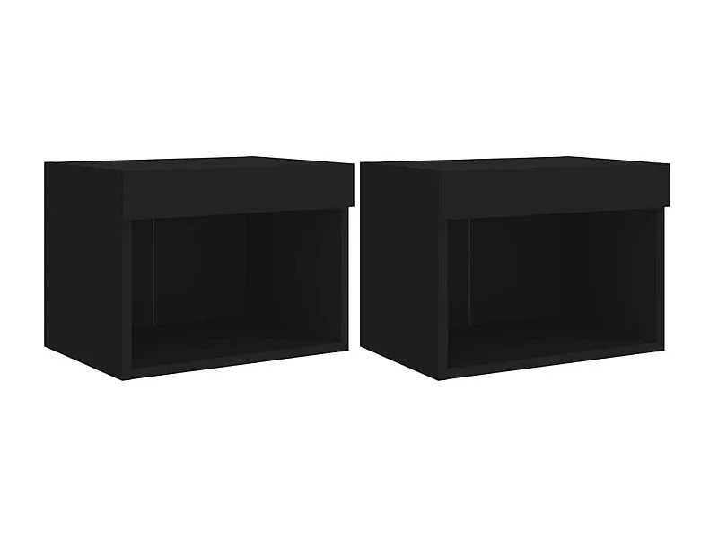 Prolenta Premium -  Tables de chevet murales avec lumières LED 2 pcs noir