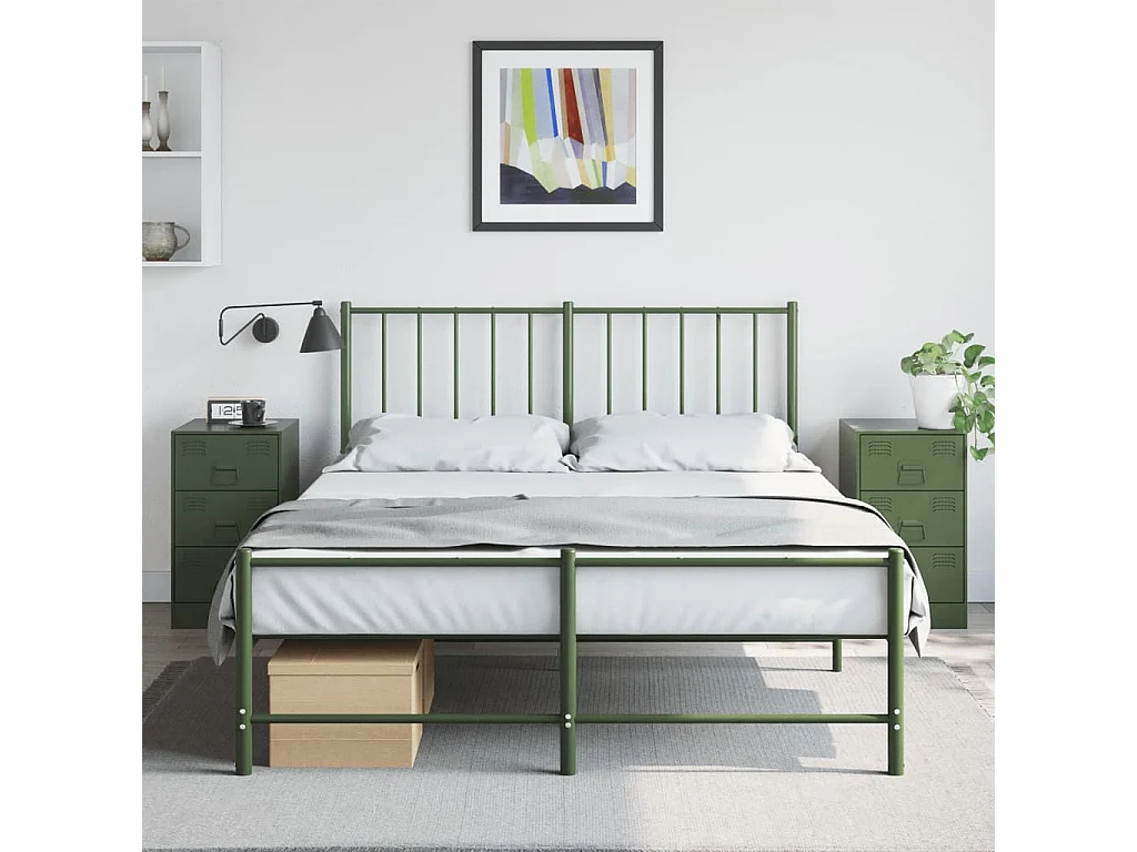 Hereford  Nachtkastjes 2 st 34,5x39x62 cm staal olijfgroen