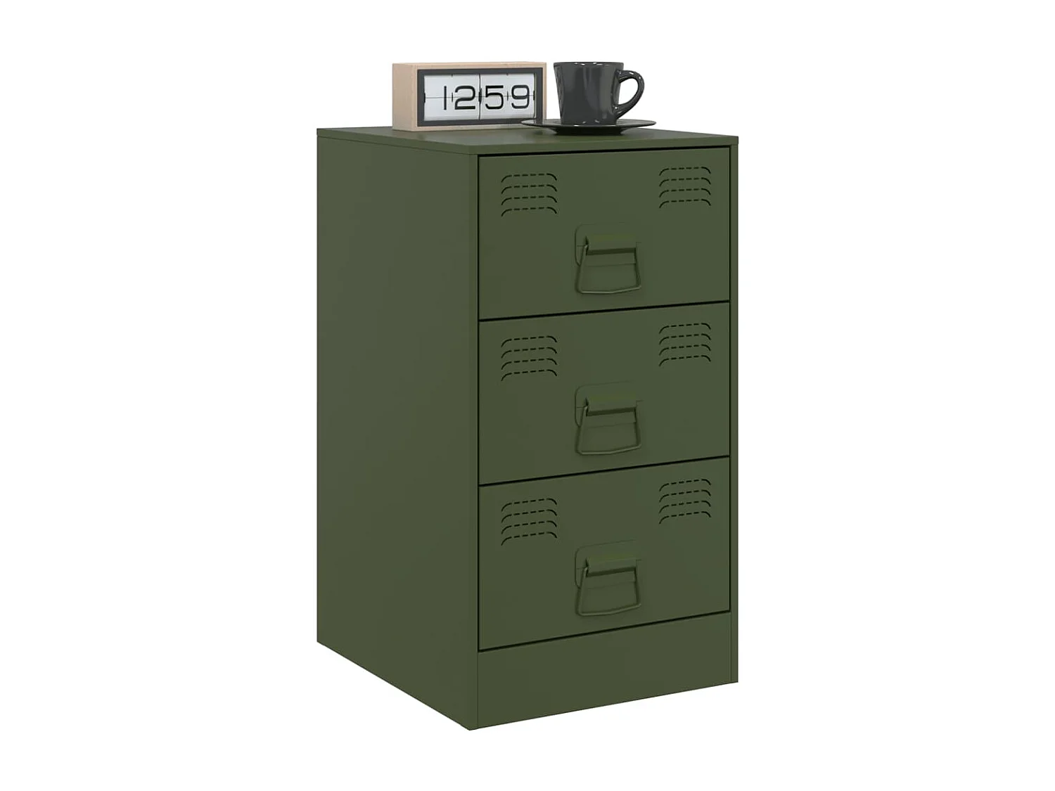 Hereford  Nachtkastjes 2 st 34,5x39x62 cm staal olijfgroen