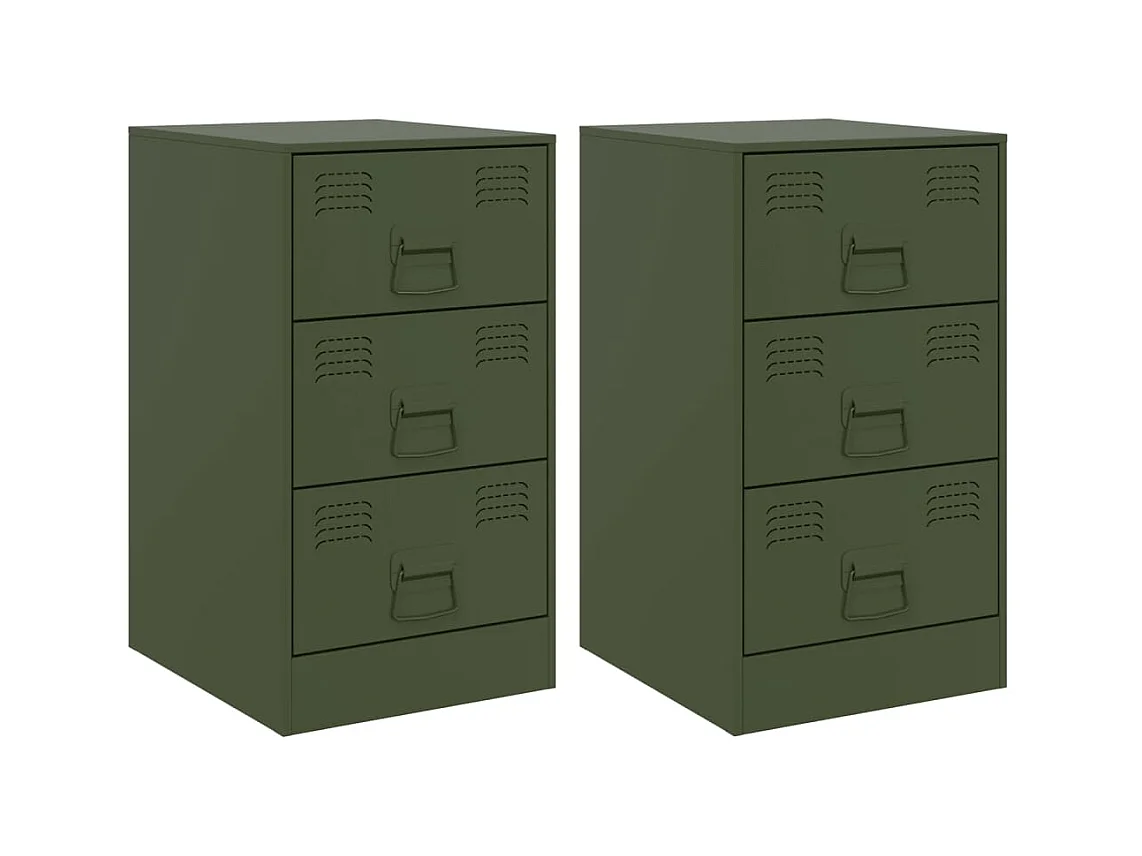 Hereford  Tables de chevet 2 pcs vert olive 34,5x39x62 cm acier