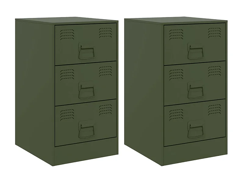 Hereford  Tables de chevet 2 pcs vert olive 34,5x39x62 cm acier