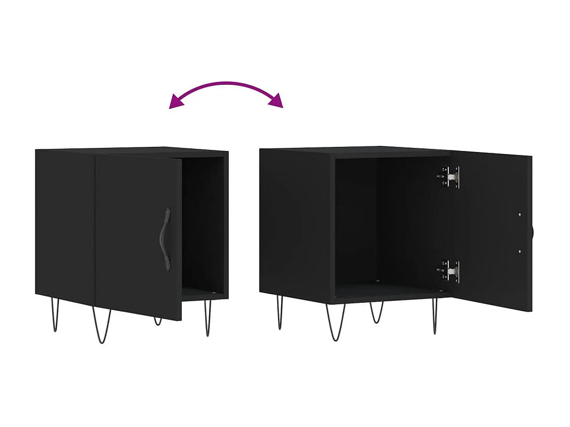 Corning  Tables de chevet 2 pcs noir 40x40x50 cm bois d’ingénierie