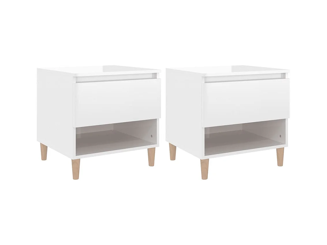 Galorn  Nachtkastjes 2 st 50x46x50 cm bewerkt hout hoogglans wit