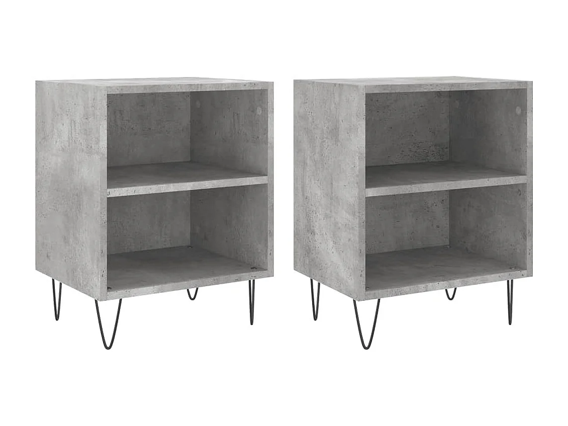 Urond  Tables de chevet 2 pcs gris béton 40x30x50 cm bois d'ingénierie