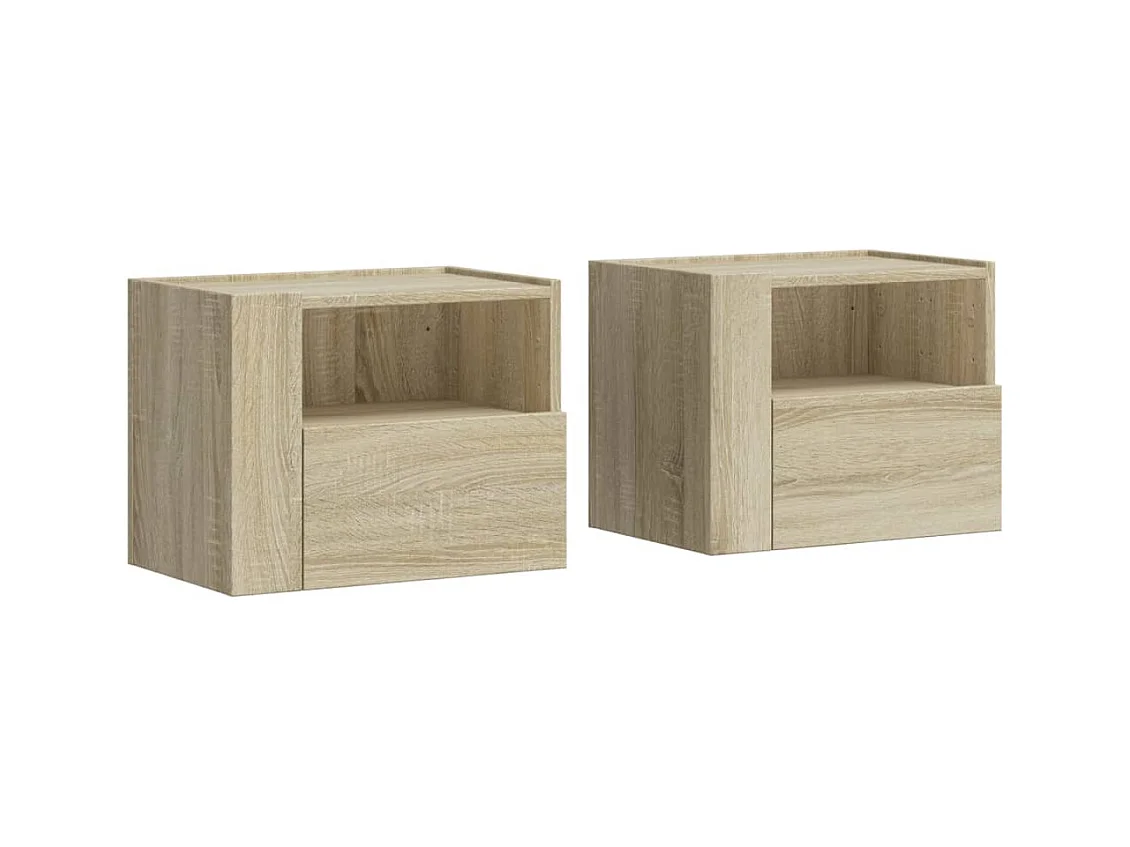 Sun City Center  Nachtkastjes 2 st wandgemonteerd 45x30x35 cm sonoma eikenkleur