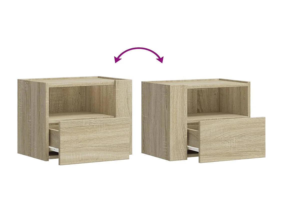 Sun City Center  Tables de chevet murales 2 pcs chêne sonoma 45x30x35 cm