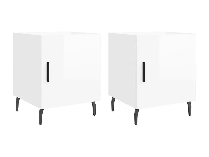 Volda  Tables de chevet 2 pcs blanc brillant 40x40x50 cm