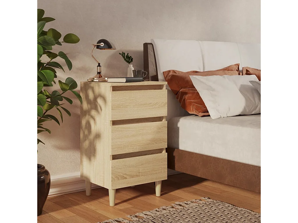 Kendallville  Table de chevet avec pieds en bois chêne sonoma 40x35x69 cm