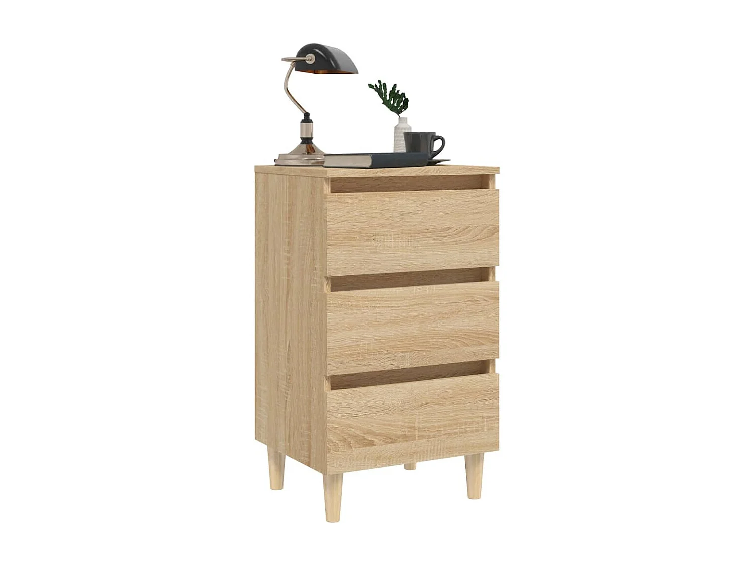 Kendallville  Table de chevet avec pieds en bois chêne sonoma 40x35x69 cm