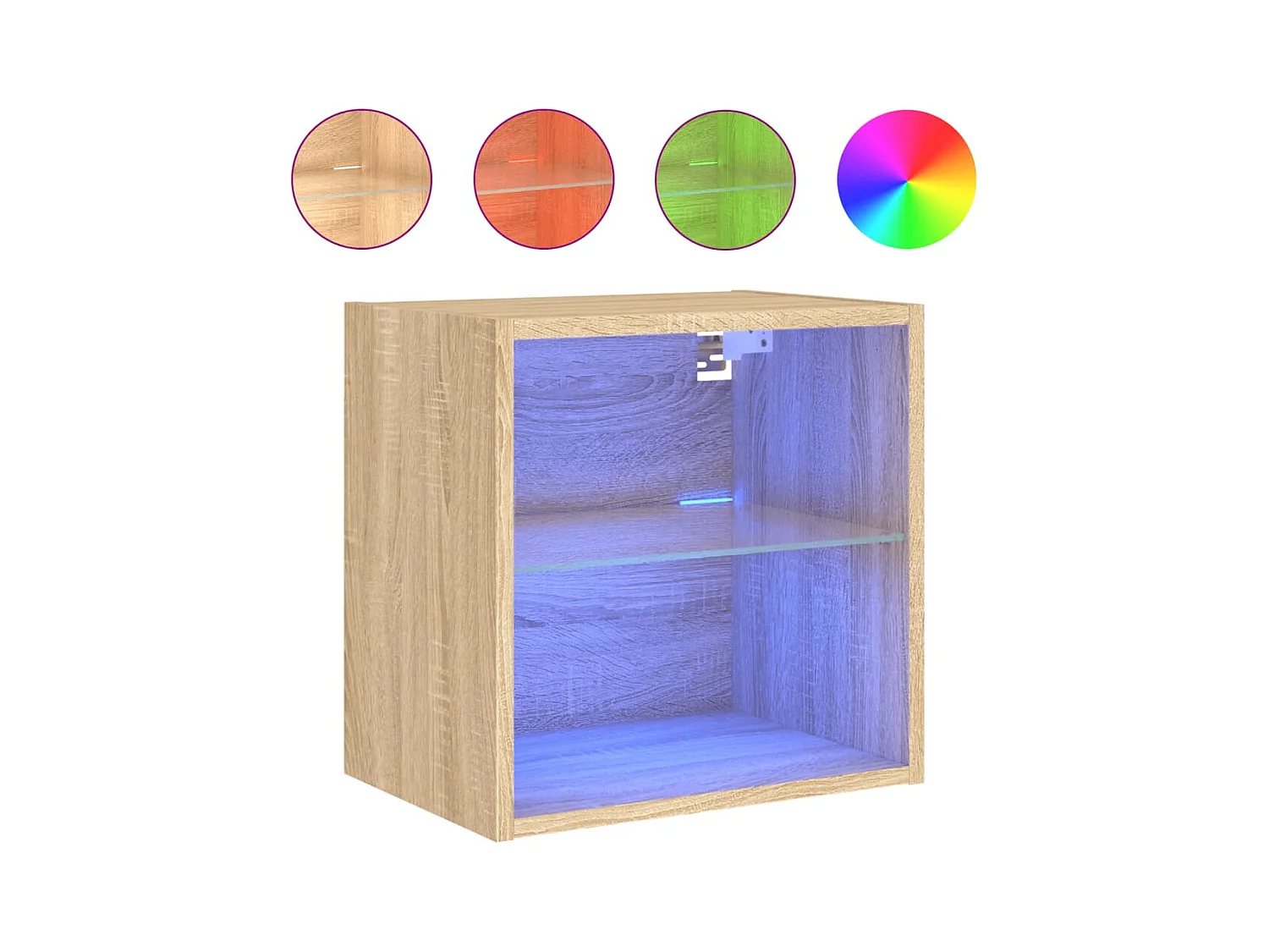 Hans  Table de chevet murale avec lumières LED chêne sonoma