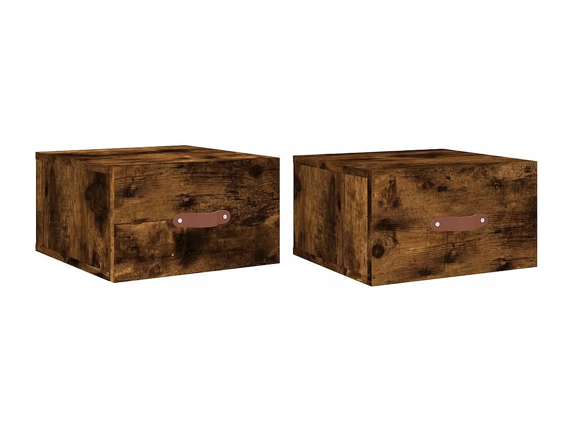 Brackettville  Mesitas de noche de pared 2 uds color roble ahumado 35x35x20 cm