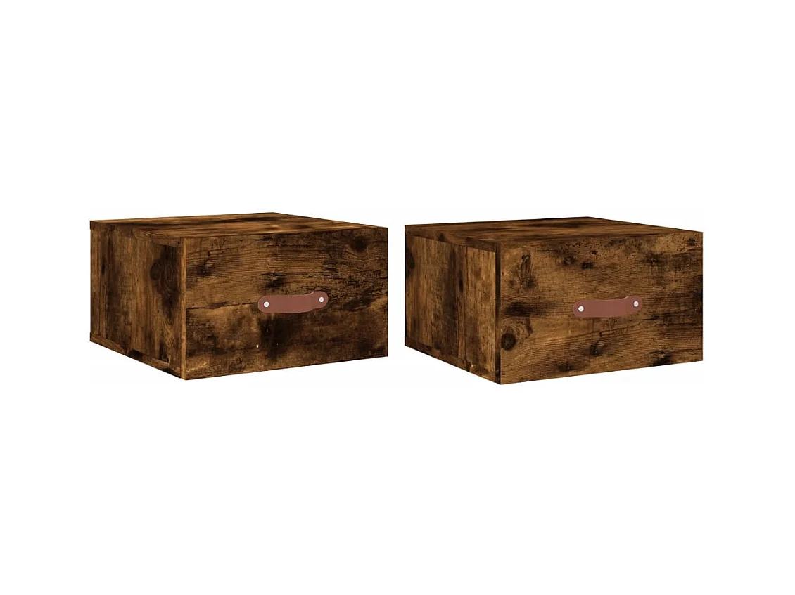 Brackettville  Nachtkastjes 2 st wandgemonteerd 35x35x20 cm gerookt eikenkleur