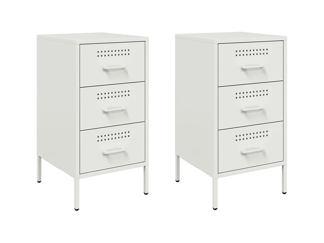 Vyndor  Tables de chevet 2 pcs blanc 36x39x68 cm acier