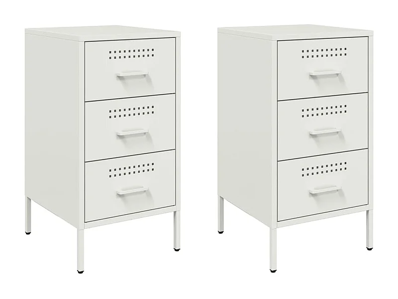Vyndor  Tables de chevet 2 pcs blanc 36x39x68 cm acier