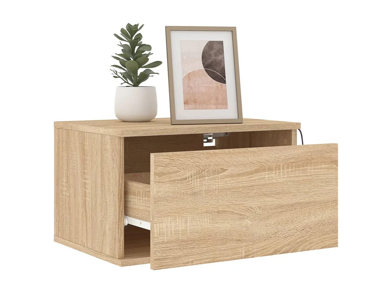 Vibeke  Tables de chevet murales avec lumières LED 2 pcs chêne sonoma