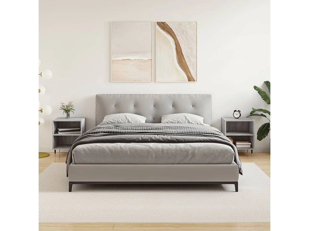 Oguz  Nachttische 2 Stk. Grau Sonoma 40x30x50 cm Holzwerkstoff