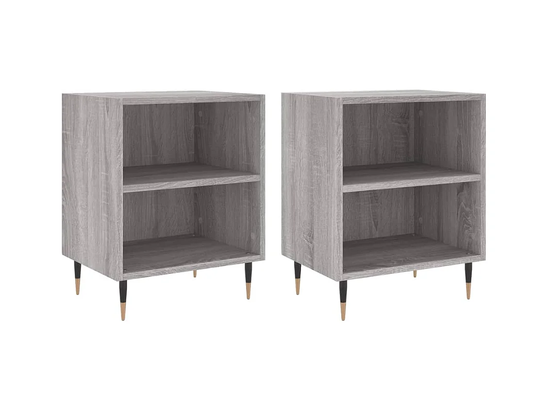 Oguz  Comodini Grigio Sonoma 2 pz 40x30x50 cm in Legno Multistrato