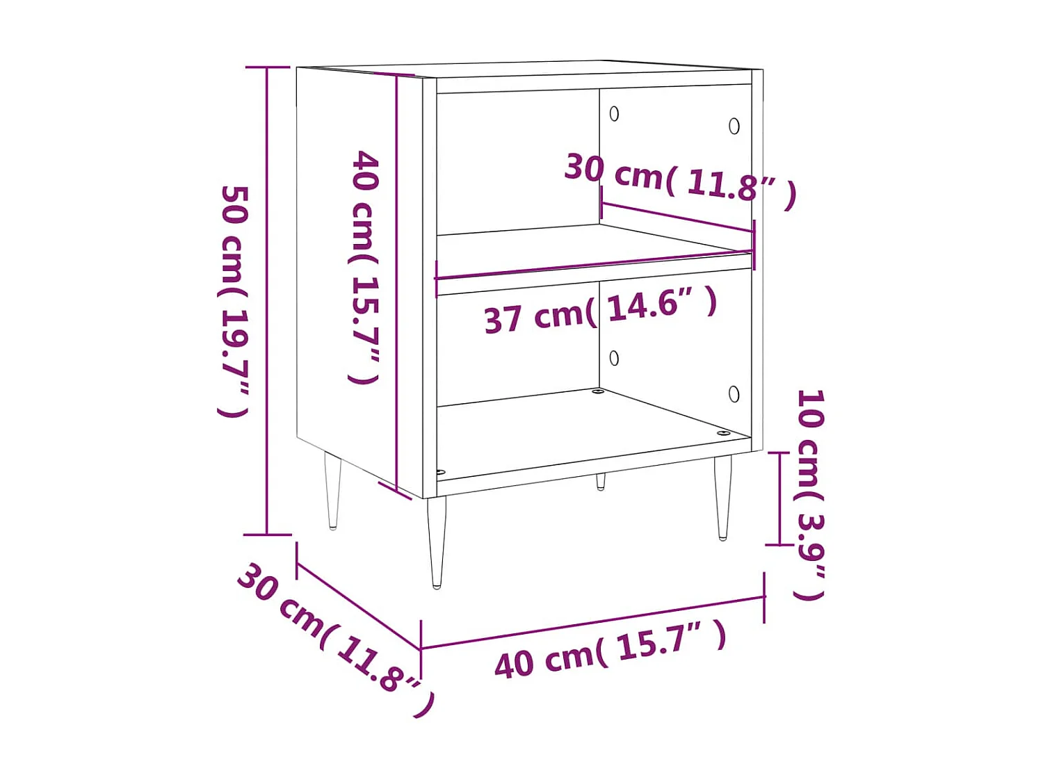 Oguz  Tables de chevet 2 pcs sonoma gris 40x30x50cm bois d'ingénierie