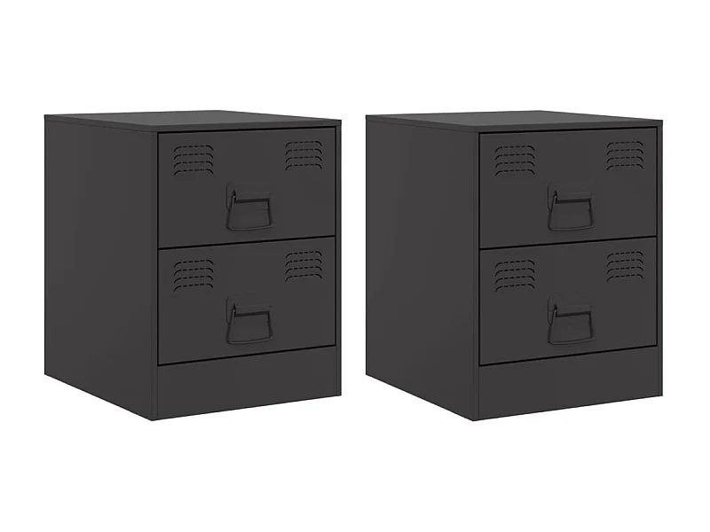 Groton  Tables de chevet 2 pcs noir 34,5x39x44 cm acier