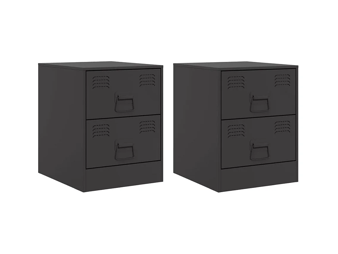 Groton  Tables de chevet 2 pcs noir 34,5x39x44 cm acier