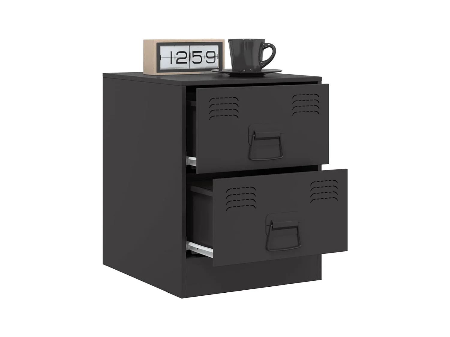 Groton  Tables de chevet 2 pcs noir 34,5x39x44 cm acier