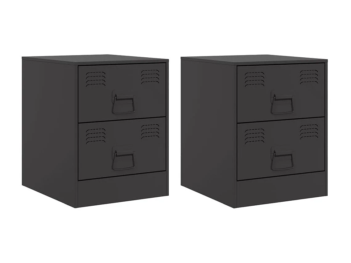 Groton  Tables de chevet 2 pcs noir 34,5x39x44 cm acier
