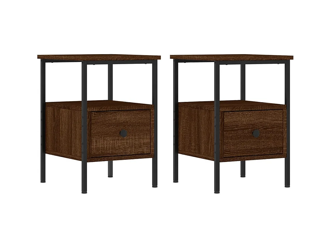 Broadlands  Nachttische 2 Stk. Braun Eichen-Optik 34x36x50 cm Holzwerkstoff