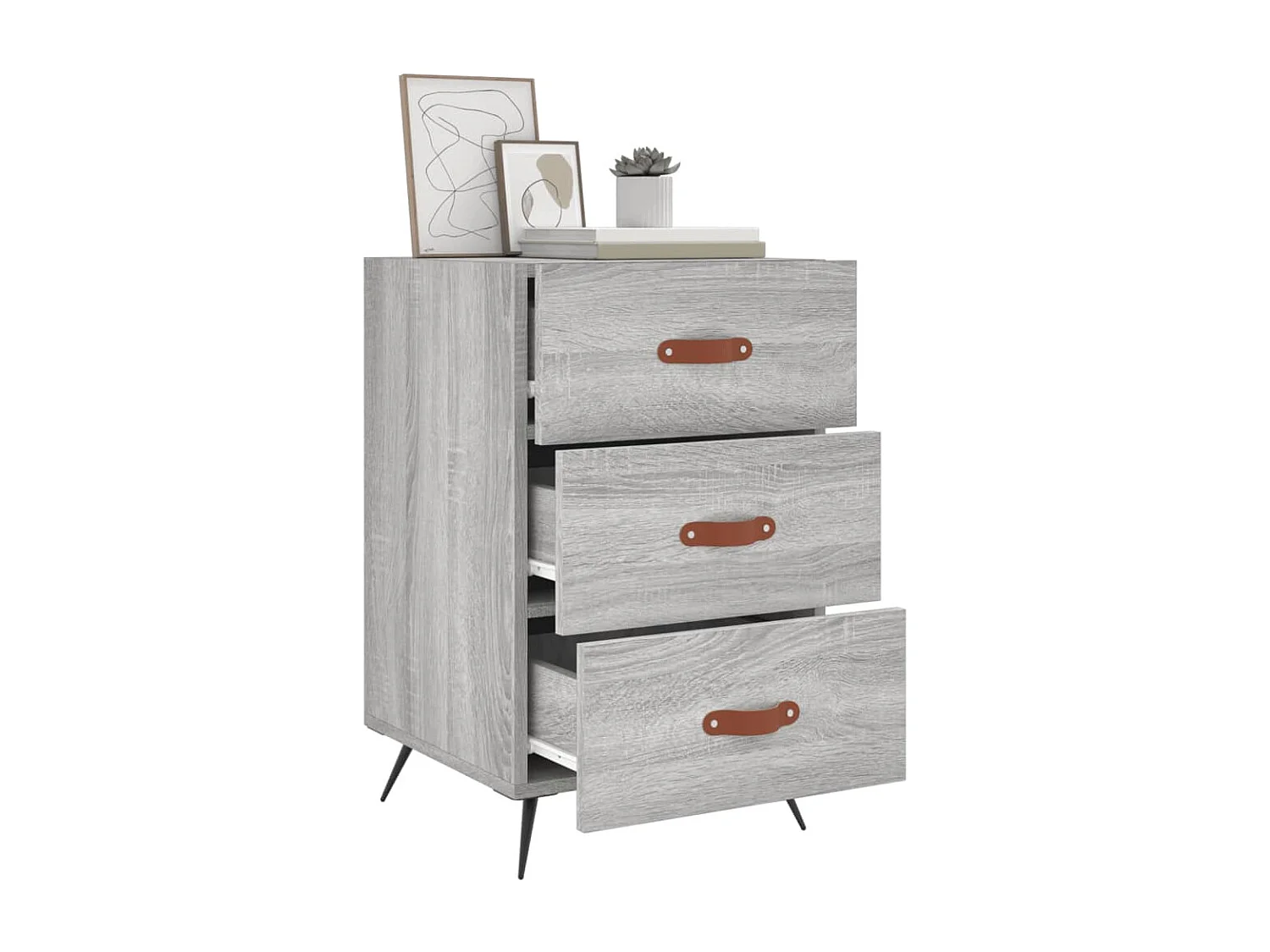 Uri  Table de chevet sonoma gris 40x40x66 cm bois d'ingénierie