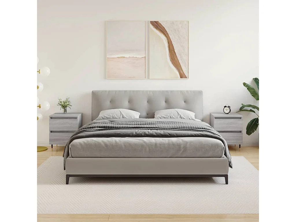 Tjeerd-Jan  Comodini 2pz Grigio Sonoma 40x35x50 cm in Legno Multistrato