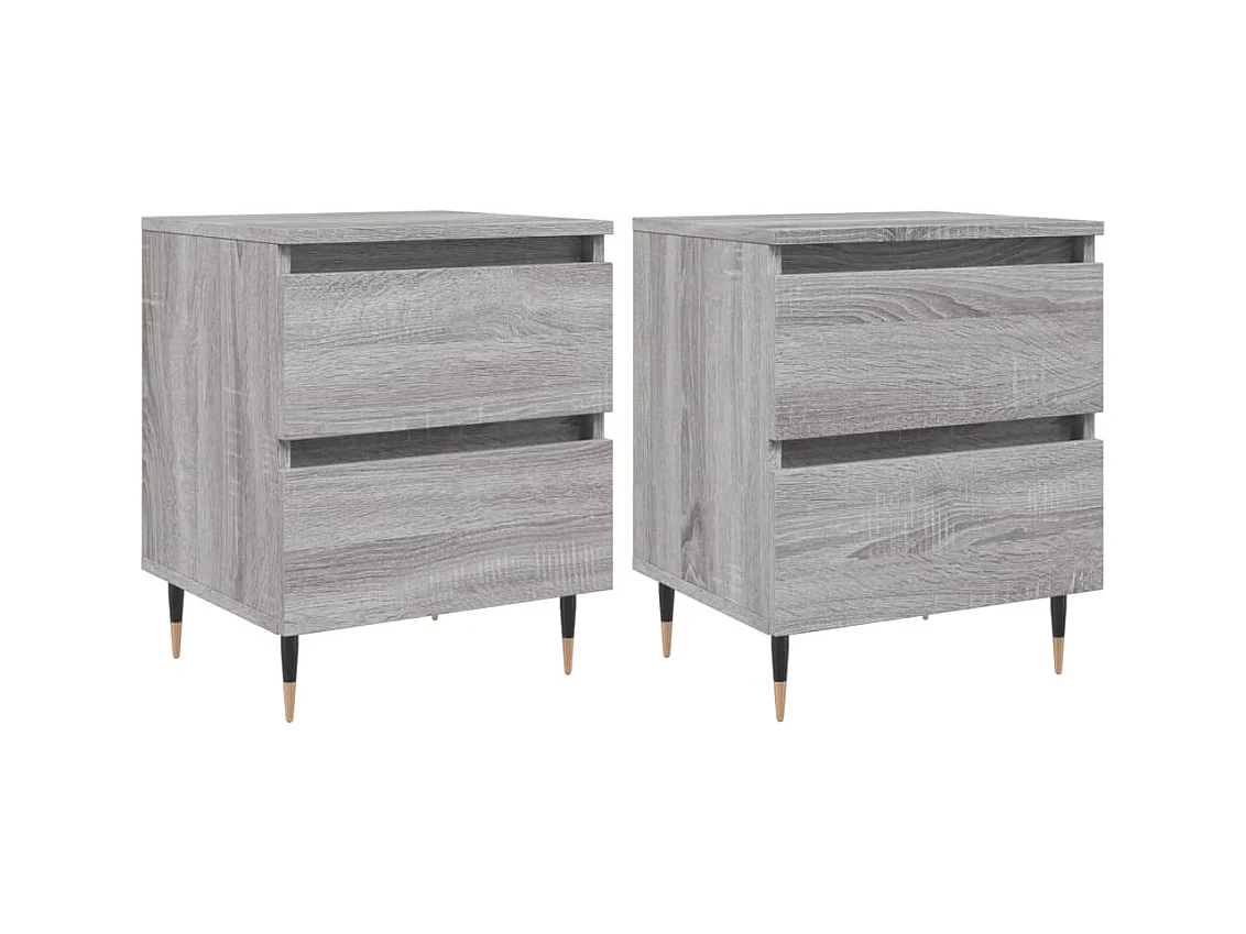 Tjeerd-Jan  Comodini 2pz Grigio Sonoma 40x35x50 cm in Legno Multistrato