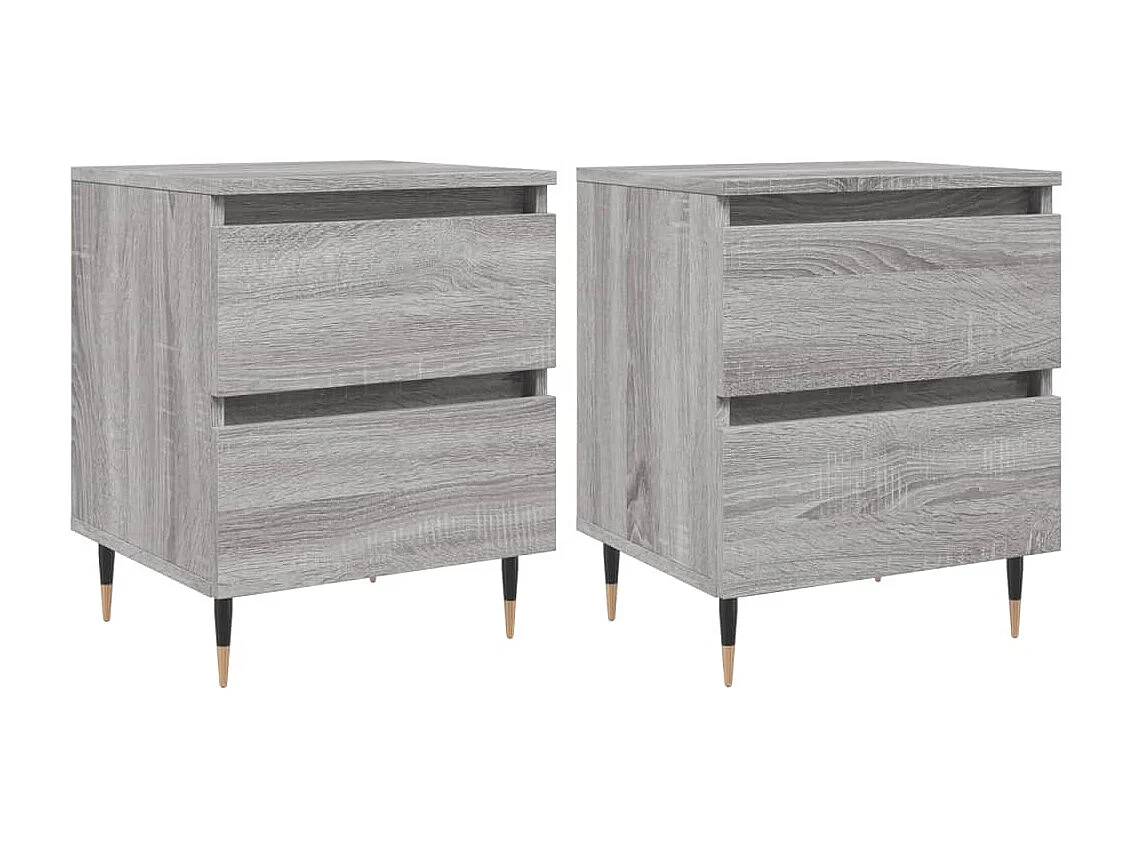 Tjeerd-Jan  Comodini 2pz Grigio Sonoma 40x35x50 cm in Legno Multistrato