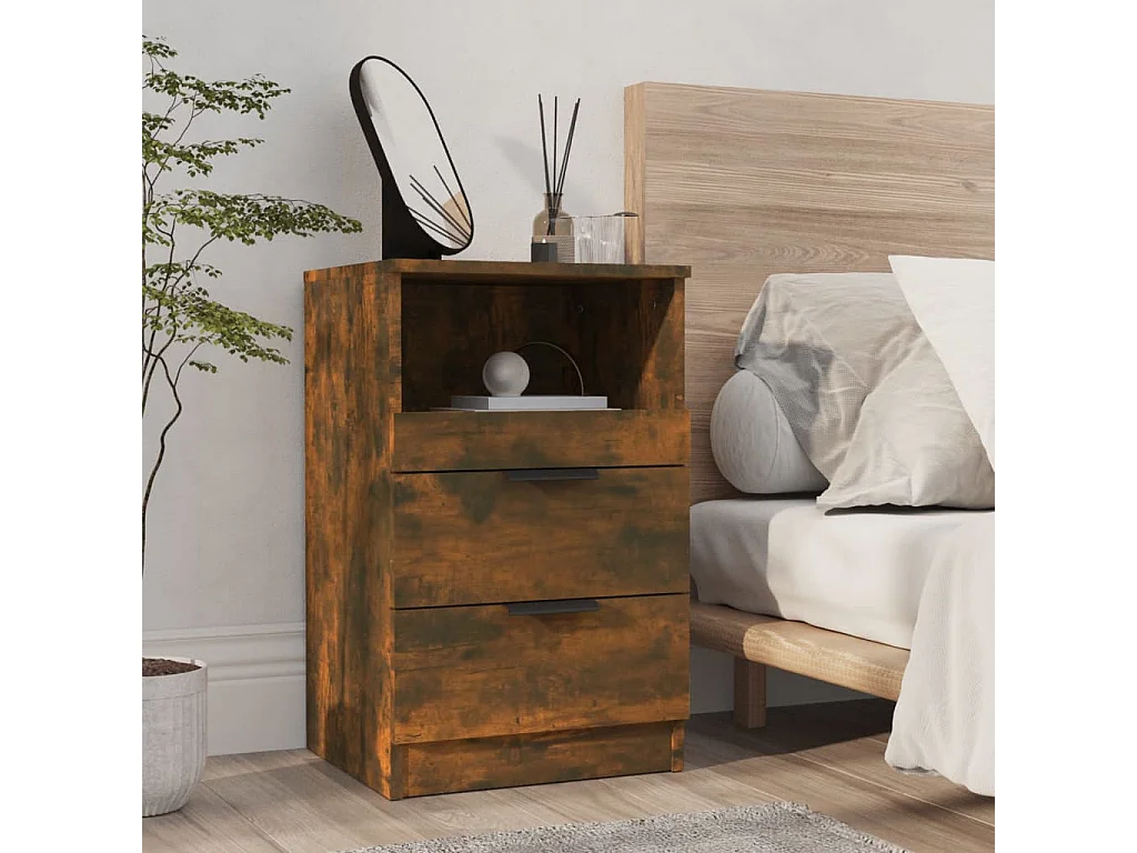 Damien  Tables de chevet 2 pcs Chêne fumé Bois d'ingénierie