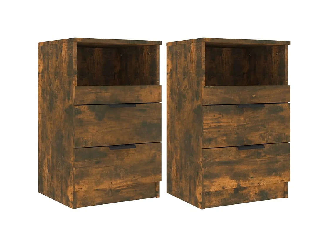 Damien  Comodini 2 pz Rovere Fumo in Legno Multistrato
