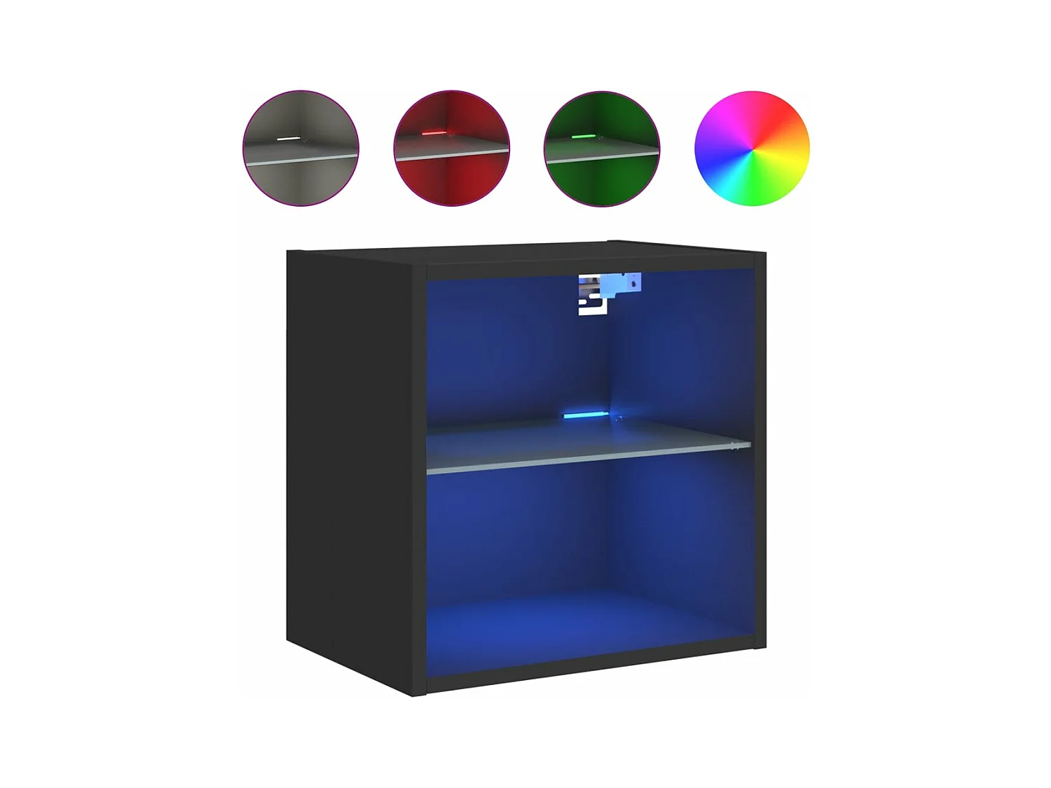 Prolenta Premium -  Table de chevet murale avec lumières LED noir