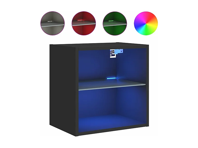 Prolenta Premium -  Mesita de noche de pared con luces LED negro