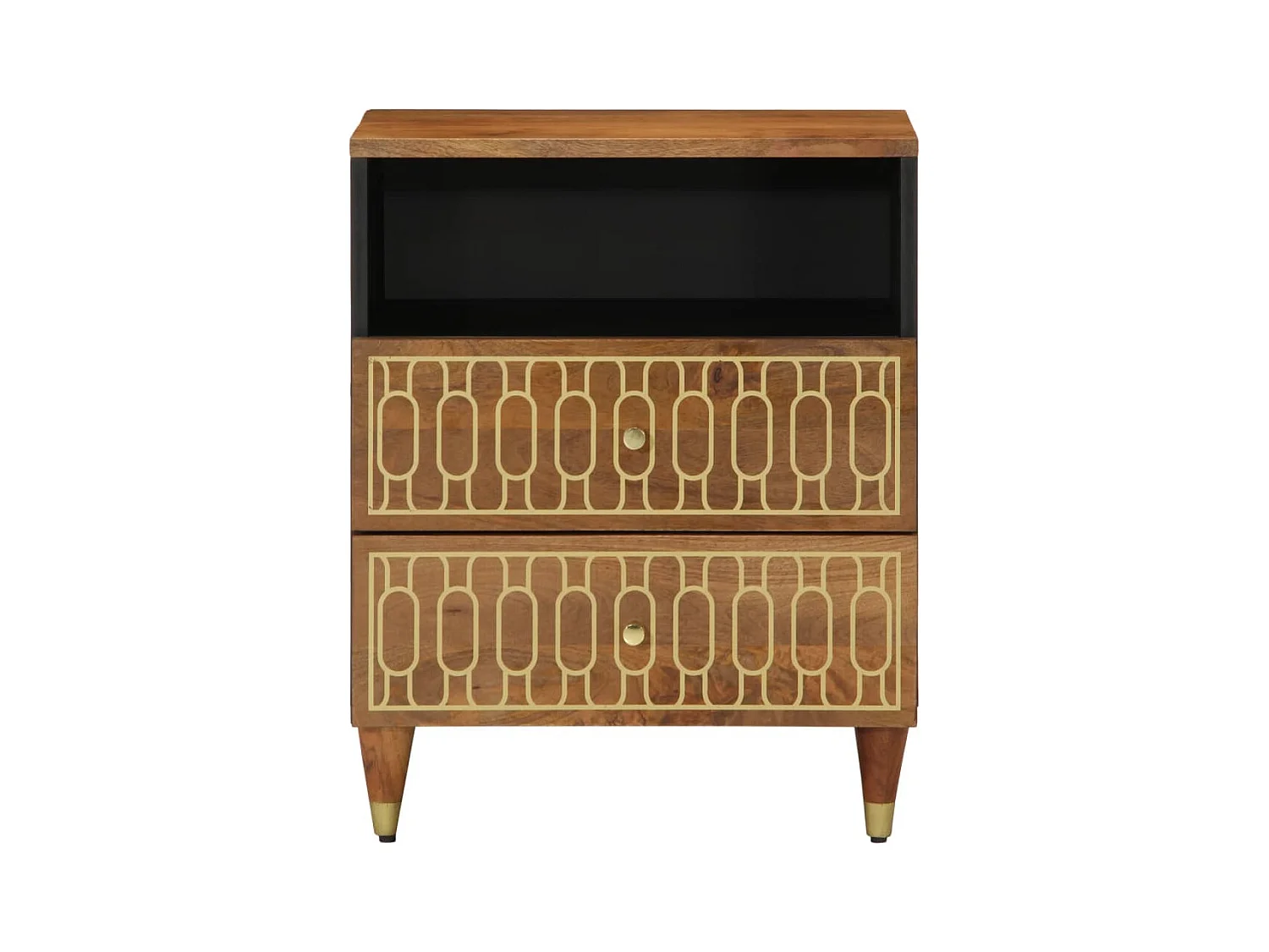 Parker  Comodino 50x33x62 cm in Legno Massello di Mango