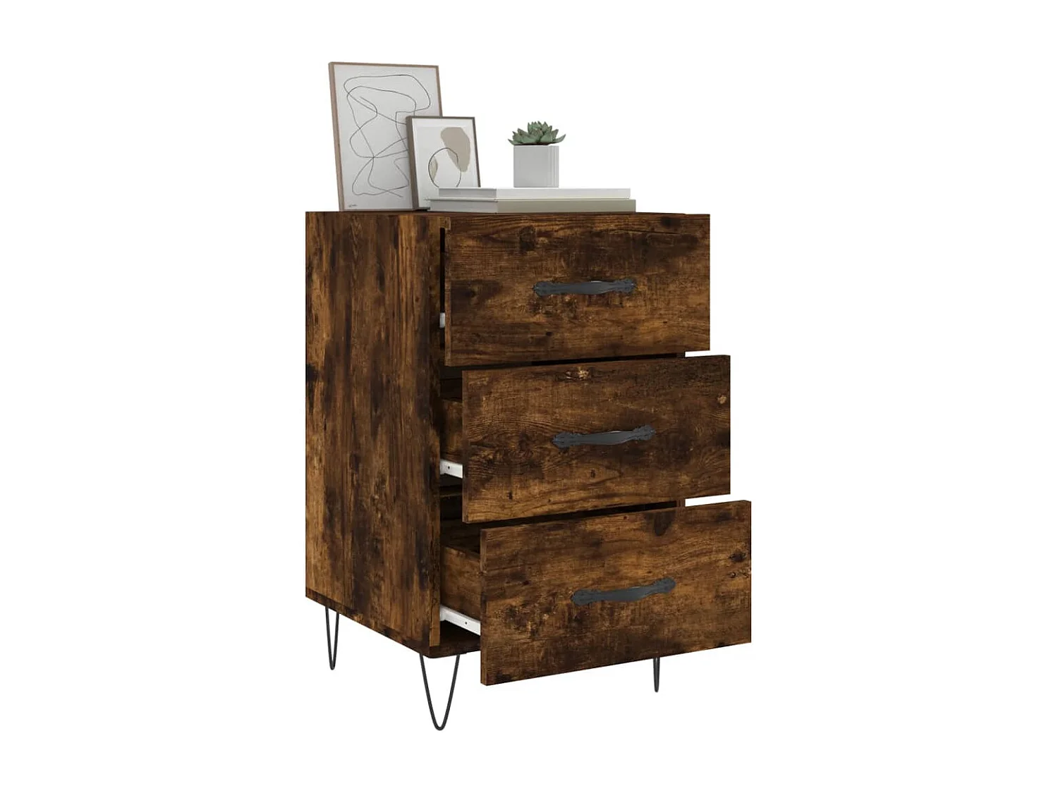 Cumming  Table de chevet chêne fumé 40x40x66 cm bois d'ingénierie