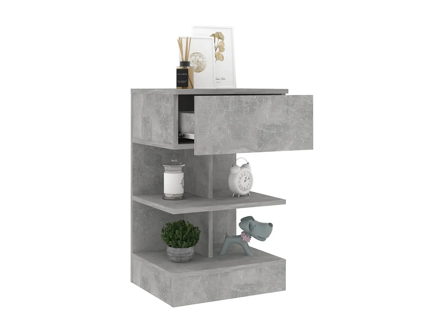 Beverly Hills  Nachtkastje 40x35x65 cm bewerkt hout betongrijs