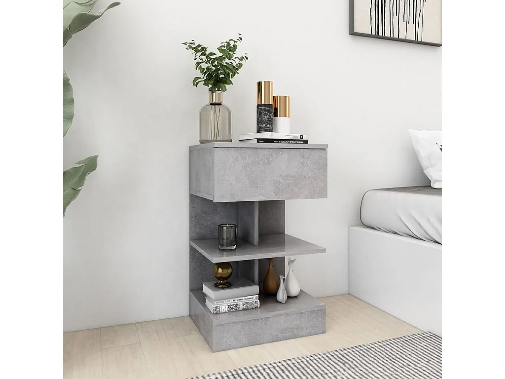 Beverly Hills  Table de chevet Gris béton 40x35x65 cm Bois d’ingénierie