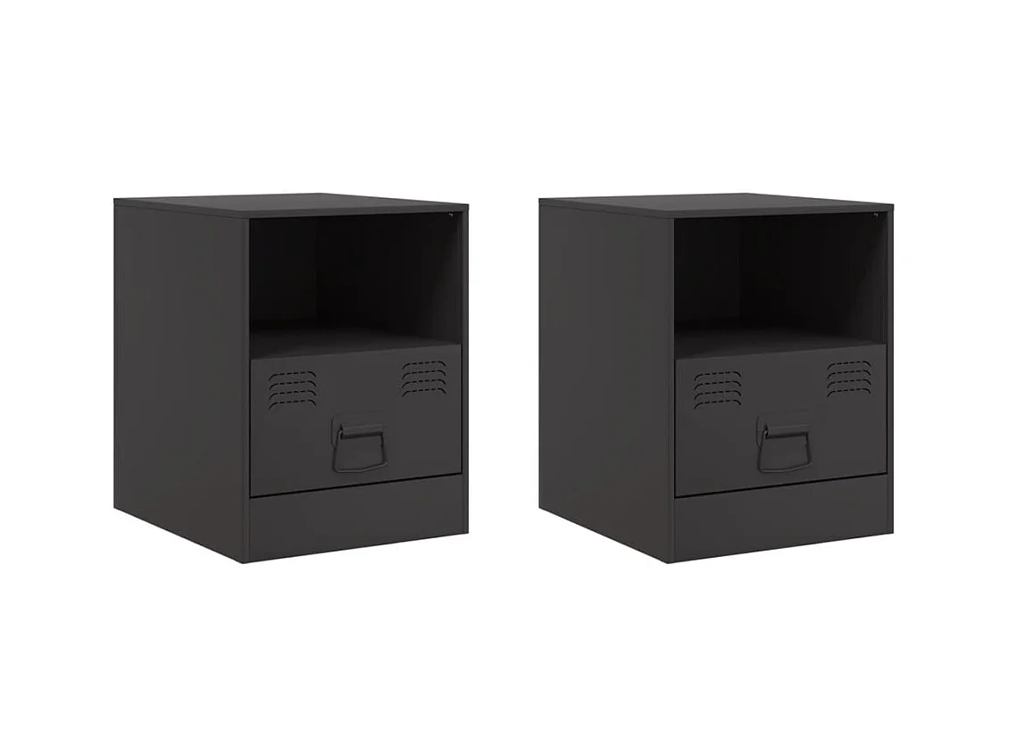 Elthor  Tables de chevet 2 pcs noir 34,5x39x44 cm acier