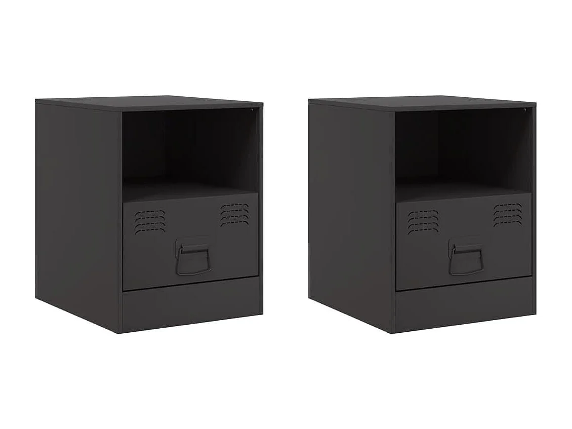 Elthor  Tables de chevet 2 pcs noir 34,5x39x44 cm acier