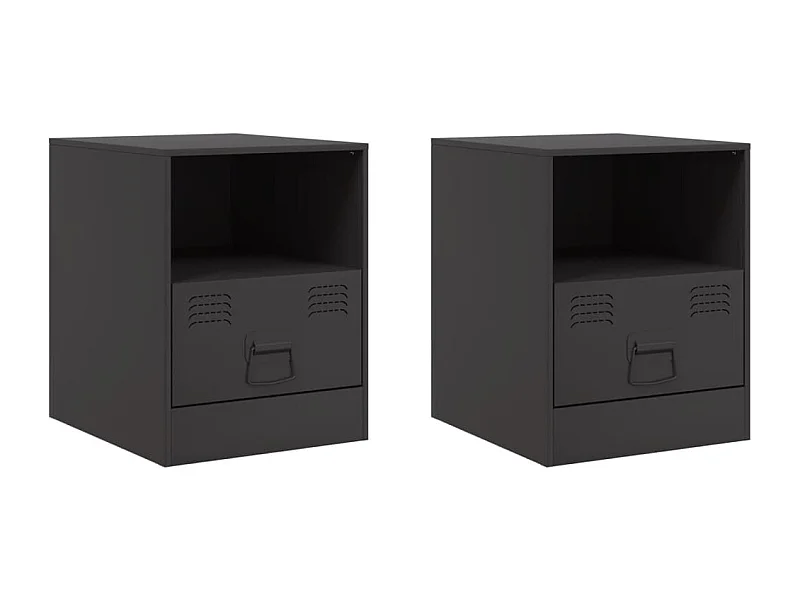 Elthor  Tables de chevet 2 pcs noir 34,5x39x44 cm acier