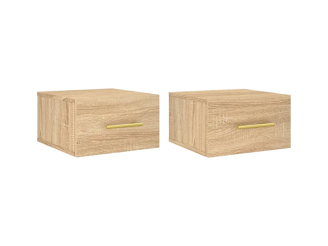 Nylo  Nachtkastjes 2 st wandgemonteerd 35x35x20 cm sonoma eikenkleur